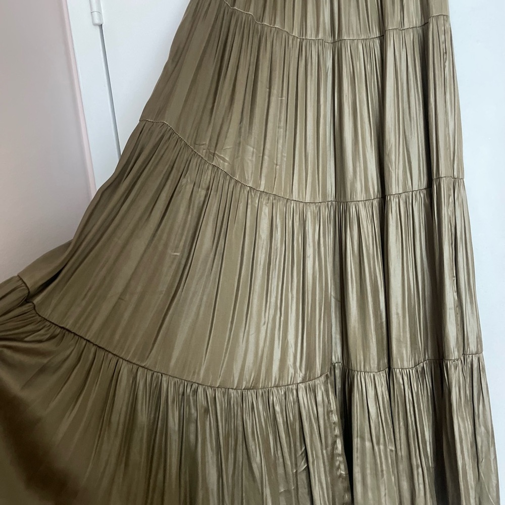 Elegant Olive Green Tiered Skirt